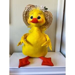 Retired Vintage Annalee Easter Duck W/Straw Hat 2006